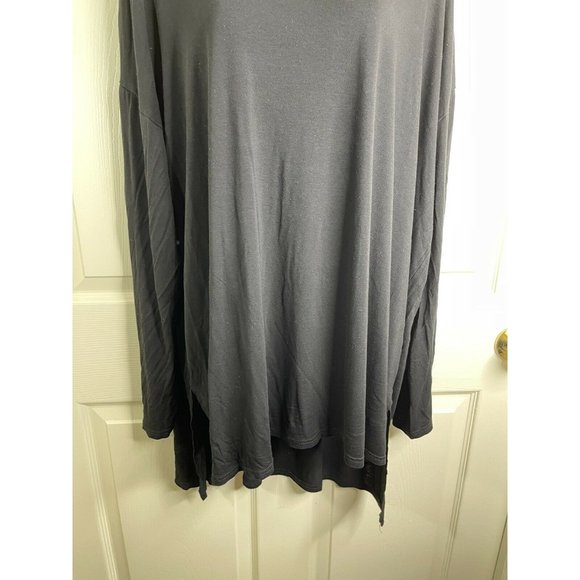 Shein Curve Top Womens Plus Size 3XL Solid Black Long Sleeve Hi Lo Shirt - Picture 4 of 9